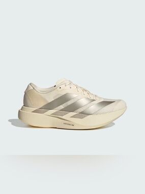 adidas Cream Running Shoe with Metallic Silver Stripes